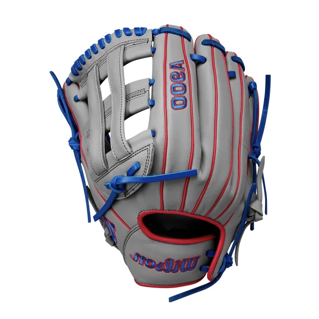 Guantes Wilson "12” Outfield A900® Baseball Glove - Gris con rojo - Zurdo