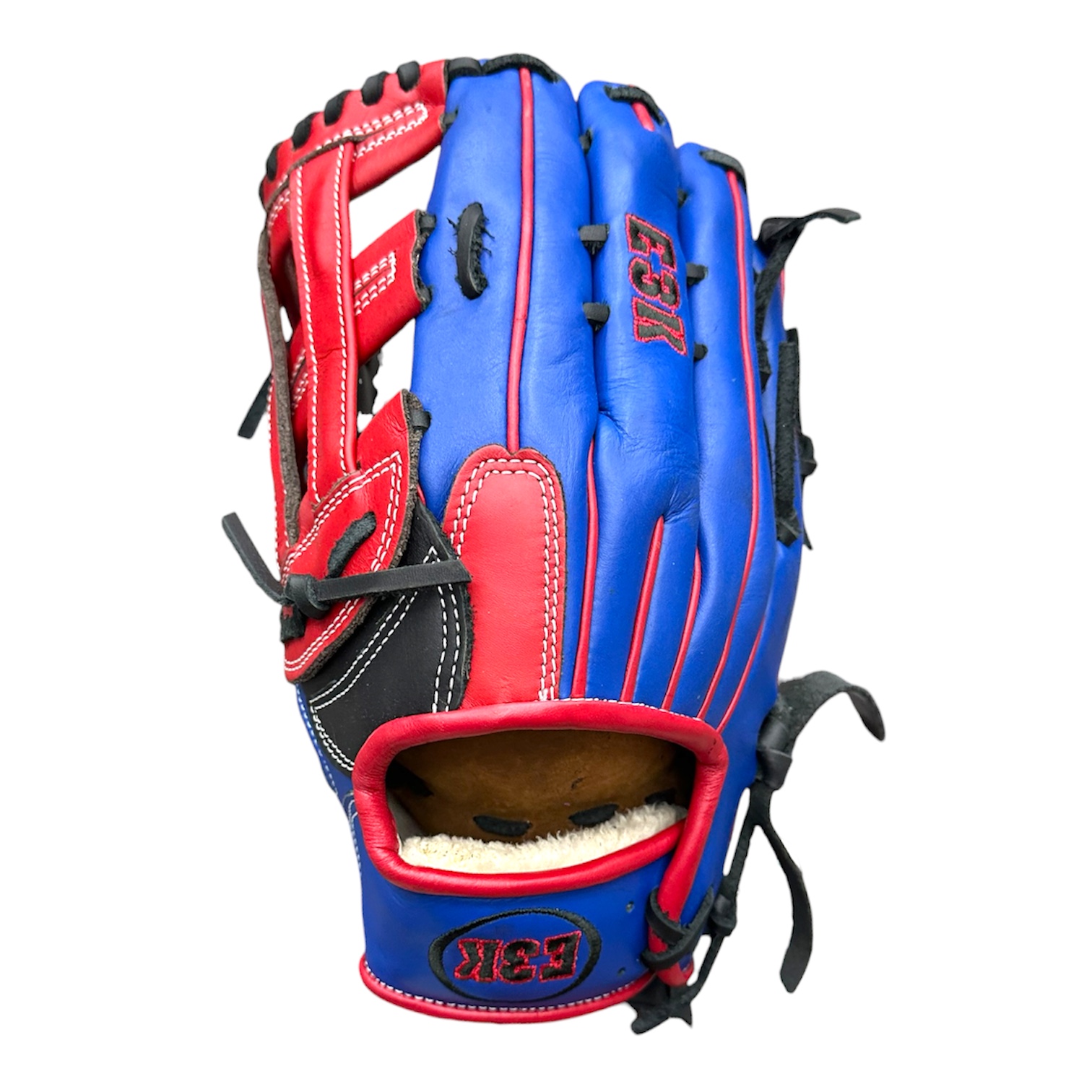 Guantes E3K Outfield "12.5" PRO-Leather - Rojo, Azul y Negro - Zurdo