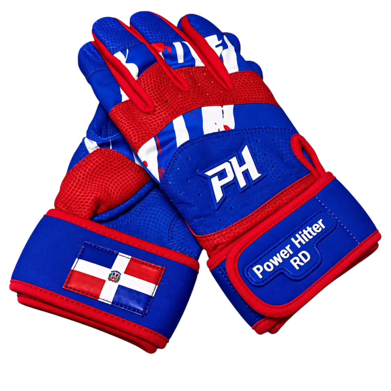 Guantillas L Powerhitter Doble Strap Azul, Rojo y blanco
