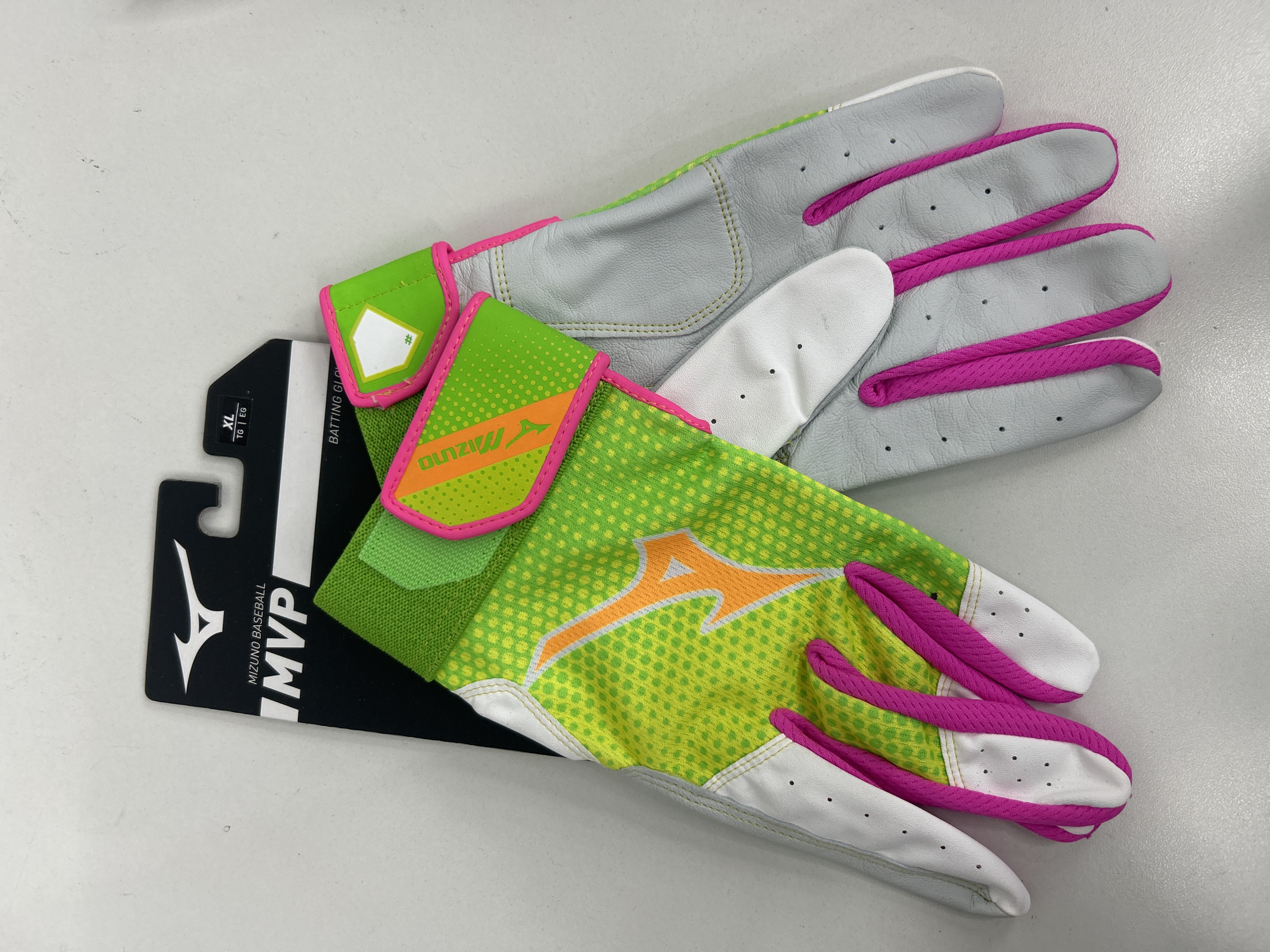 Guantillas XL Mizuno MVP - Verde con rosado