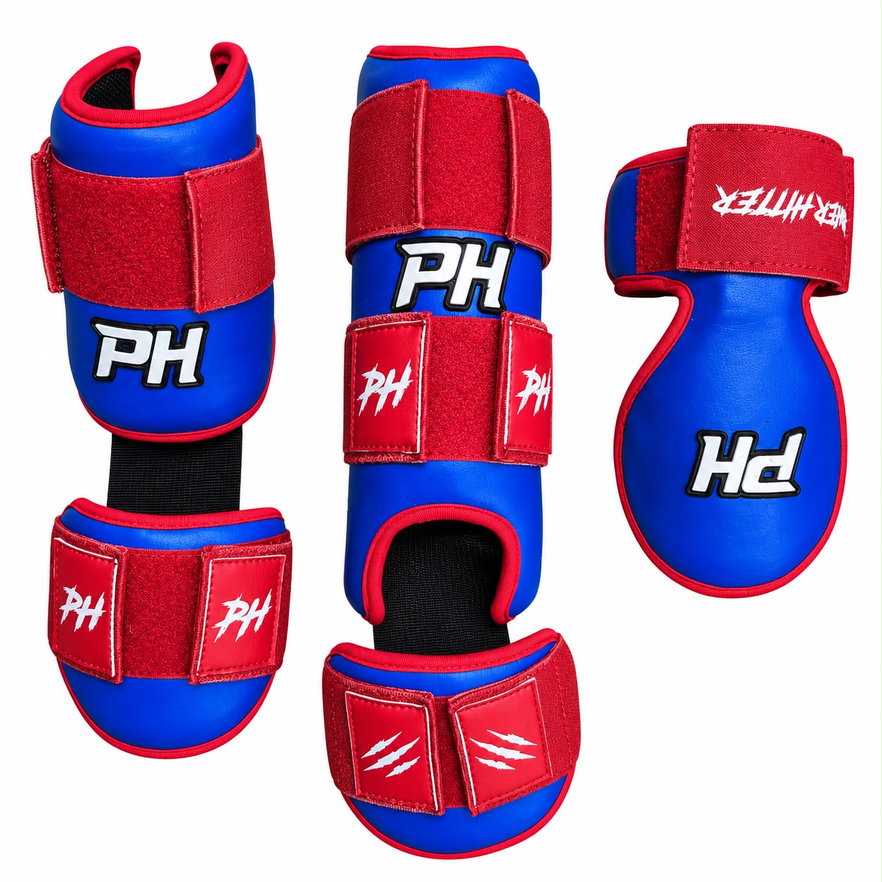 Set de protectores PowerHitter PRO - Rojo con Azul - Standard