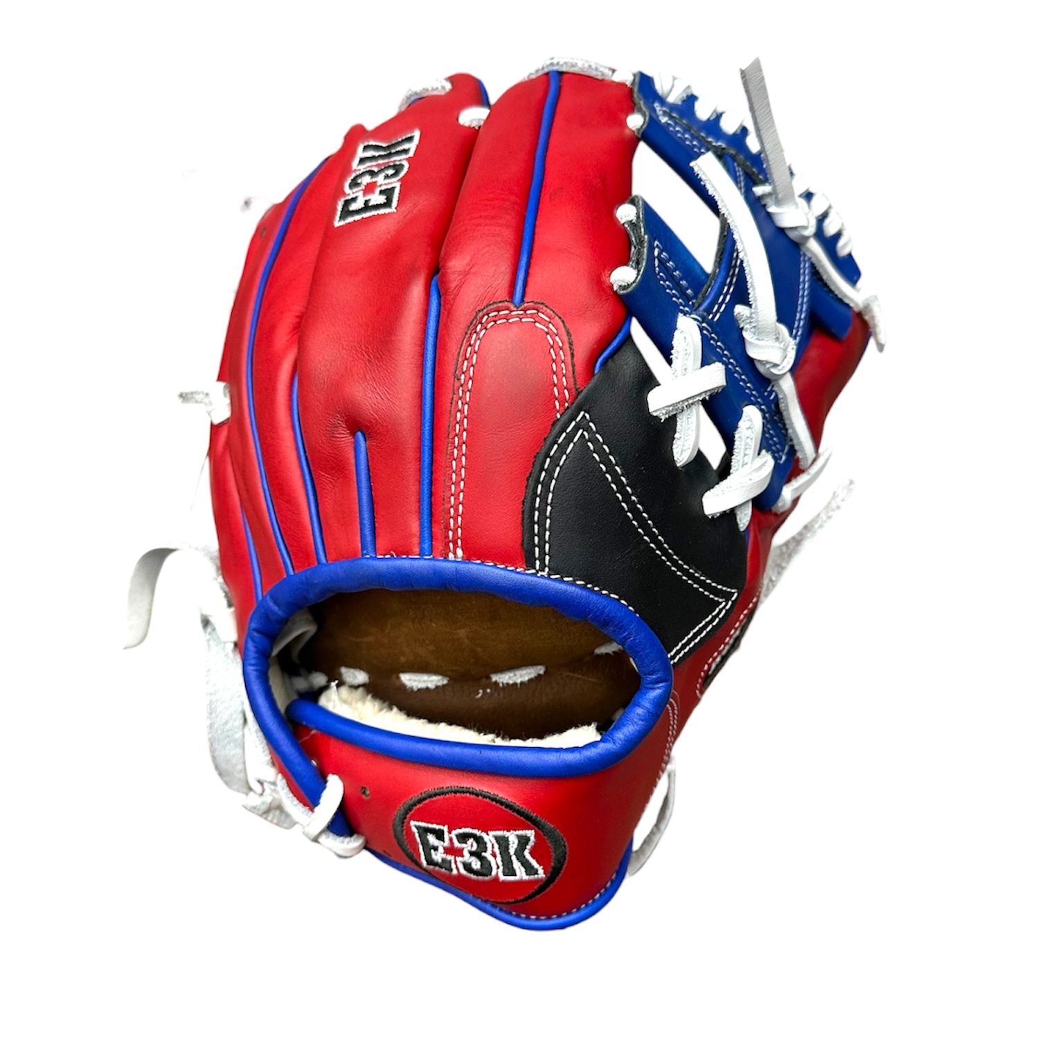 Guantes E3K Infield "11.5" PRO-Leather - Rojo, Azul y Blanco-Negro